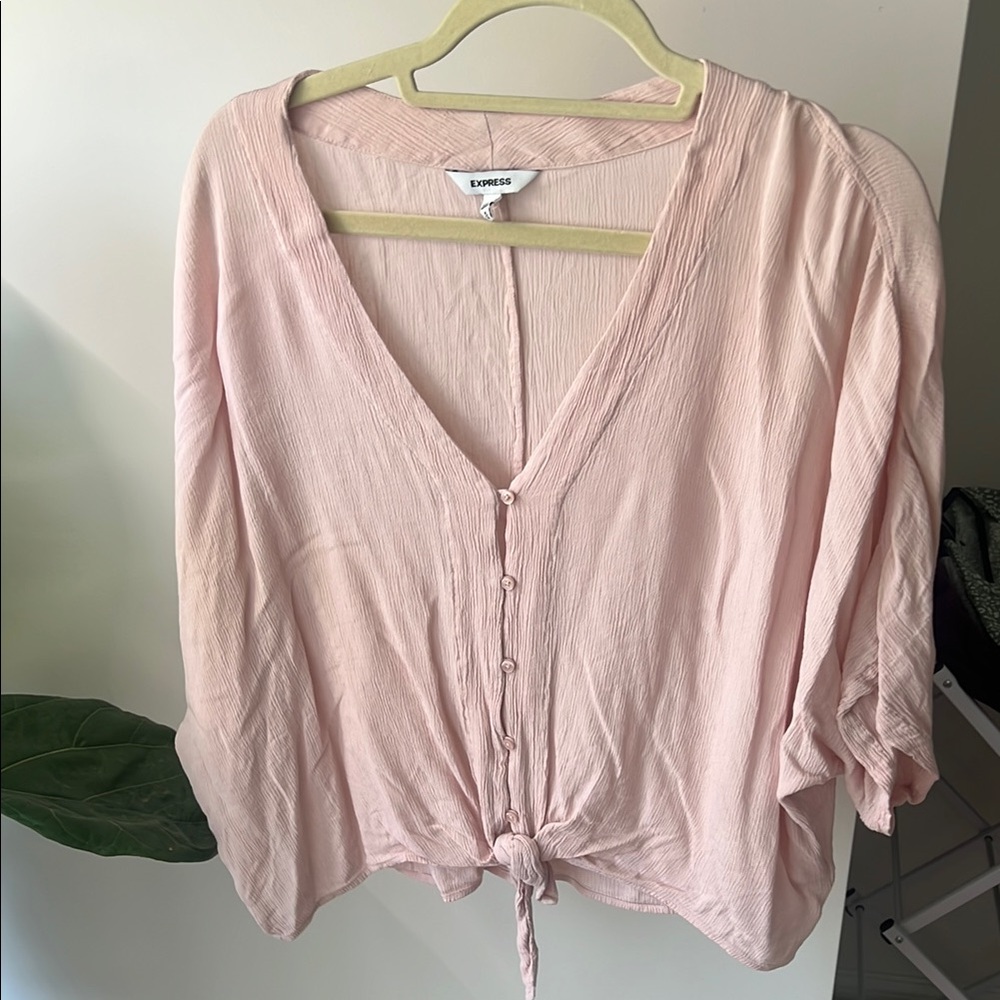 Express Women's Pink Button-Down Top